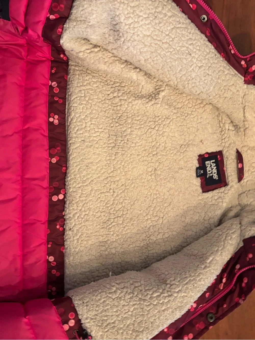 Lands' End Kids' Pink Sherpa-Lined Winter Jacket Girls Size Medium